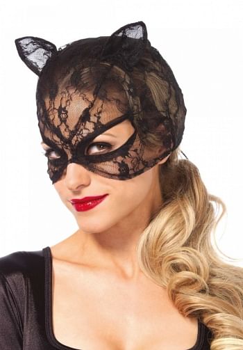 Foto mediana Mascara de gato de encaje negro