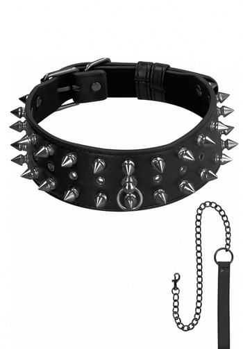 Foto mediana Collar con pinchos y cadena negro
