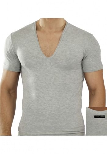 Foto mediana Plain v-shirt grey