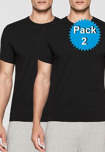 Foto mediana Pack 2 t-shirts negras modern cotton escote redondo