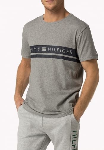 Foto mediana Camiseta algodon cuello redondo gris logo Tommy Hilfiger